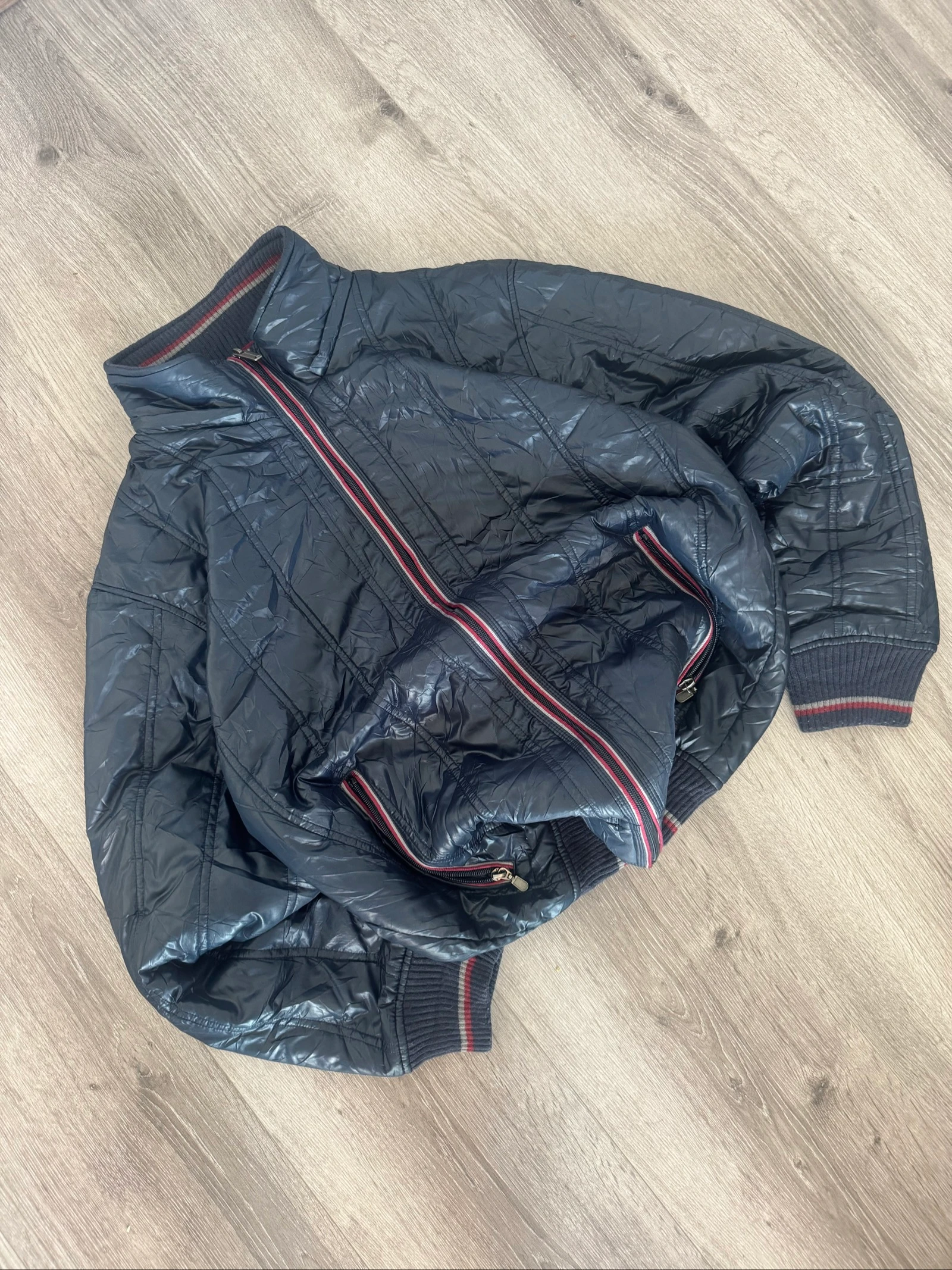 Converse All Star Navy Puffer Jacket Quilted Bomber Winter Vintage Y2K LL – photo 2
